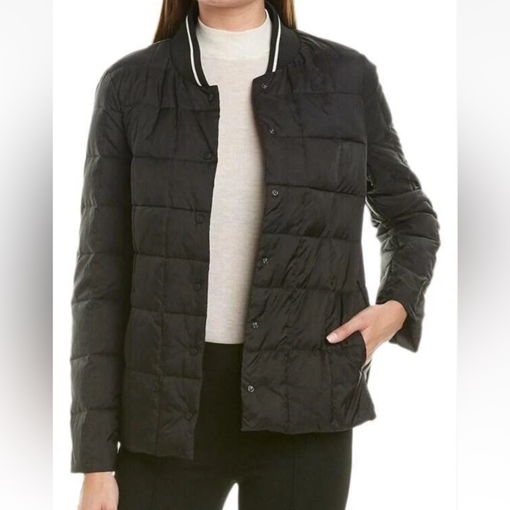 Trina Turk‎ Women’s Puffer Bomber Jacket Snap Front Black Size Small